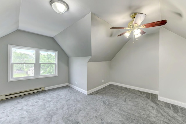 614 E 92nd Pl, Chicago, IL 60619 - additional living space featuring a baseboard radiator, carpet, vaulted ceiling, and baseboards