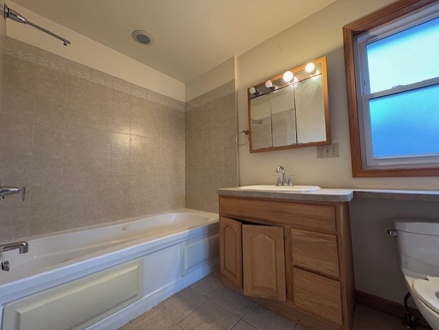 8834 S E End Ave, Chicago, IL 60617 - bathroom with a bathtub, toilet, vanity, and tile patterned flooring