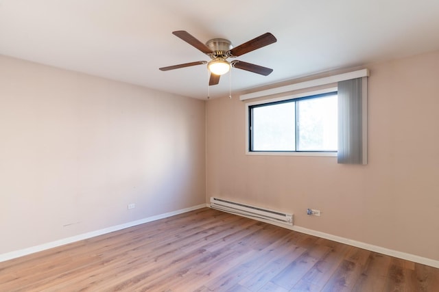 6319 W 64th Pl Unit 1N, Chicago, IL 60638 - spare room with baseboard heating, light wood-type flooring, and ceiling fan
