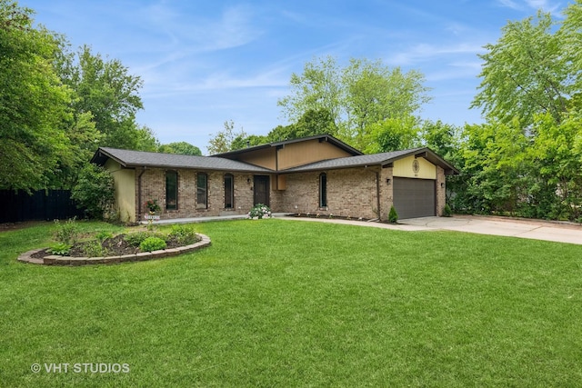 407 Greenfield Rd, Shorewood, IL 60404 - view of front of house with brick siding, concrete driveway, a garage, and a front yard