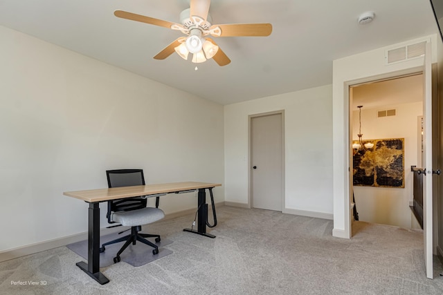 25122 Faraday Rd, Manhattan, IL 60442 - carpeted office space featuring ceiling fan, baseboards, and a chandelier