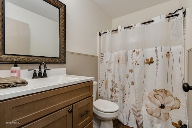 25122 Faraday Rd, Manhattan, IL 60442 - bathroom featuring toilet, vanity, and a shower with shower curtain
