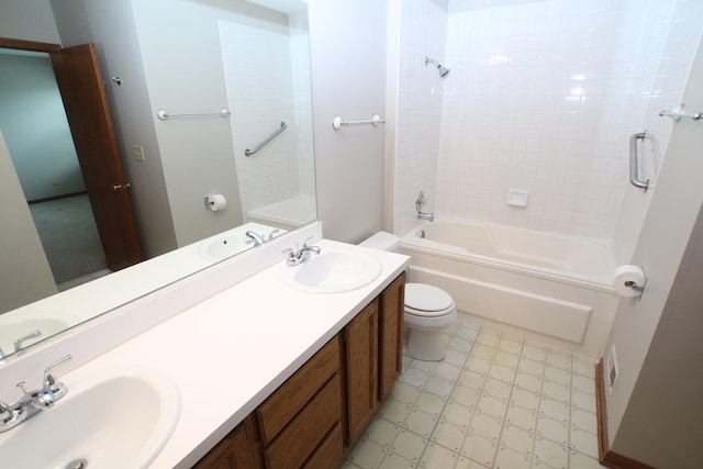 176 Millers Xing, Itasca, IL 60143 - full bathroom featuring tile patterned floors, toilet, double vanity, and bathing tub / shower combination