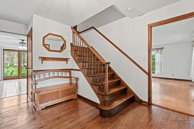 19N050 Felsmith Rd, Hampshire, IL 60140 - staircase with ceiling fan and wood finished floors