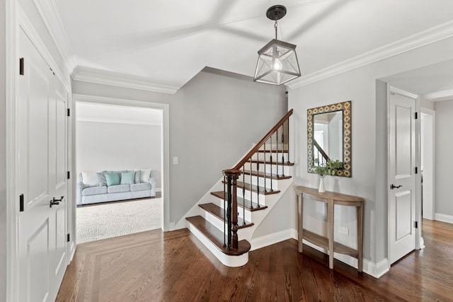 2510 Marian Ln, Wilmette, IL 60091 - stairway featuring wood finished floors, baseboards, and ornamental molding