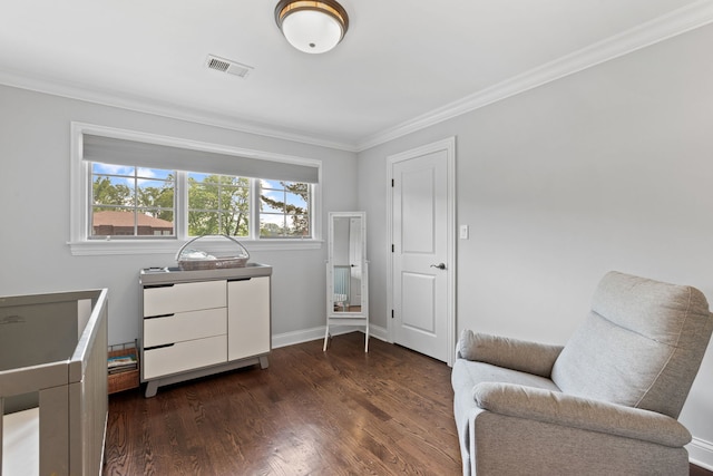 2510 Marian Ln, Wilmette, IL 60091 - bedroom featuring ornamental molding, dark wood finished floors, and baseboards