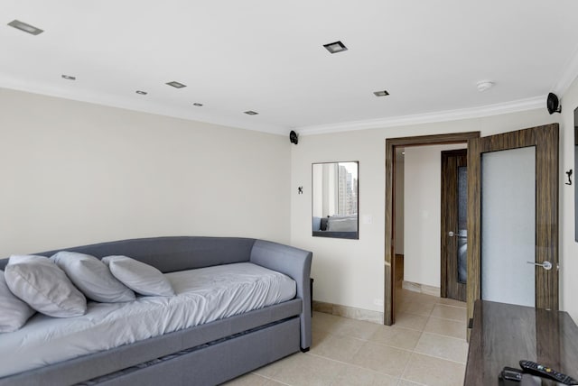 111 E Chestnut St Unit 24C, Chicago, IL 60611 - living area with crown molding and light tile patterned floors