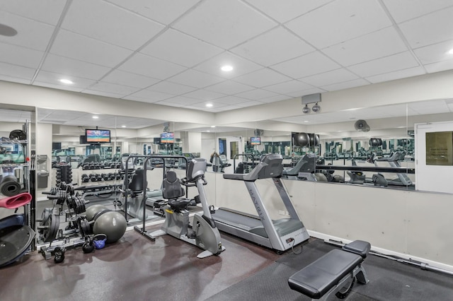 111 E Chestnut St Unit 24C, Chicago, IL 60611 - workout area with a drop ceiling