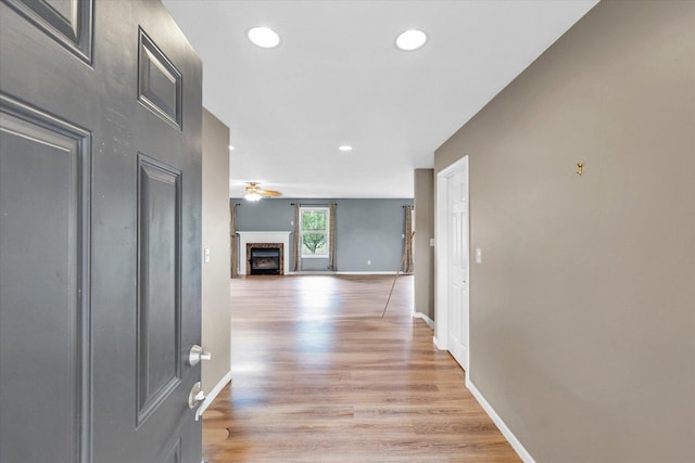 2302 Slade Ln, Mahomet, IL 61853 - hall featuring light wood-style flooring and recessed lighting