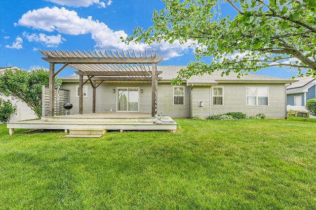 2302 Slade Ln, Mahomet, IL 61853 - rear view of property featuring a pergola, a deck, and a lawn