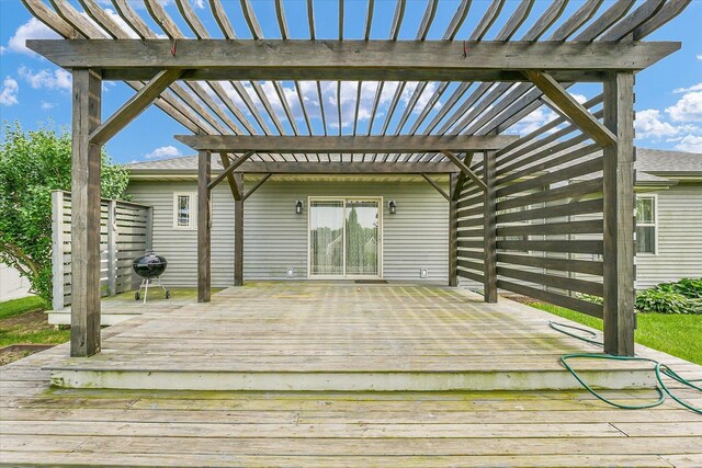 2302 Slade Ln, Mahomet, IL 61853 - wooden terrace with a pergola and grilling area