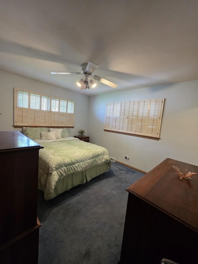6124 W Berteau Ave, Chicago, IL 60634 - bedroom with carpet flooring, a ceiling fan, and baseboards