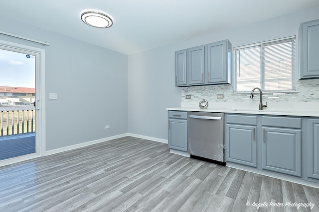 1802 11, Waukegan, IL 60085 - kitchen with dishwasher, gray cabinetry, healthy amount of natural light, and tasteful backsplash