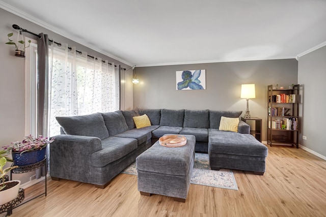 191 Acorn Ln, Bloomingdale, IL 60108 - living room with ornamental molding, light wood-type flooring, and baseboards