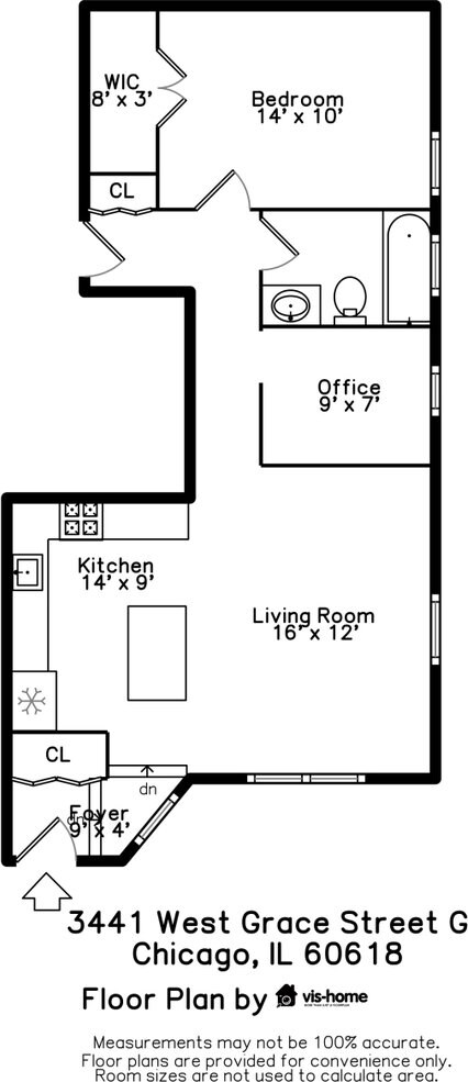 3441 W Grace St Unit G, Chicago, IL 60618 - home floor plan