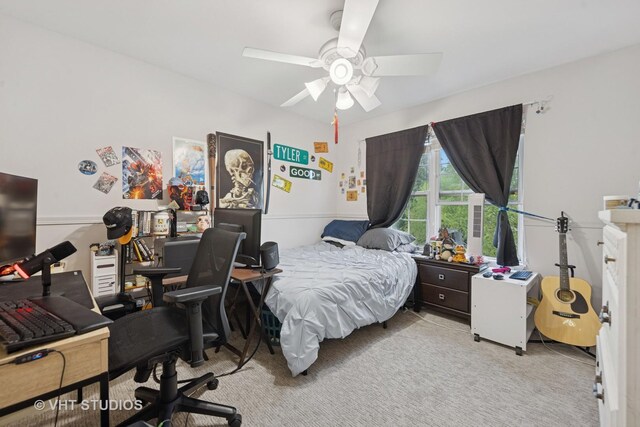 25338 Scott Dr, Plainfield, IL 60544 - carpeted bedroom with a desk and a ceiling fan