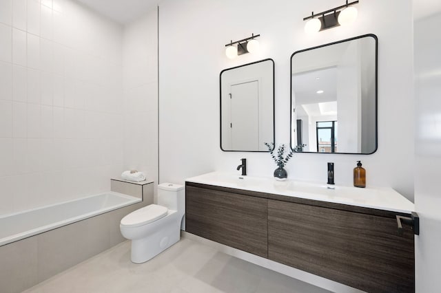 2354 W Farragut Ave Unit Ph-404, Chicago, IL 60625 - full bathroom with double vanity, toilet, and tub / shower combination