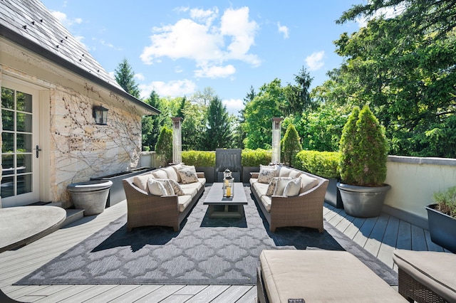 494 Greenleaf Ave, Glencoe, IL 60022 - view of patio with an outdoor living space and a wooden deck