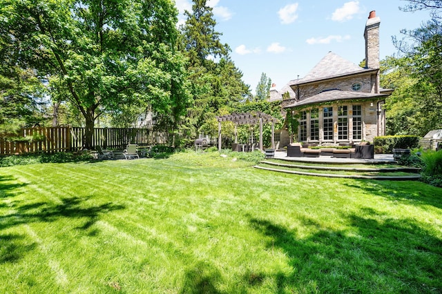 494 Greenleaf Ave, Glencoe, IL 60022 - view of yard with a pergola and an outdoor hangout area