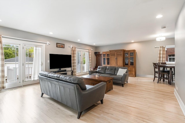 230 N Wisner St, Park Ridge, IL 60068 - living room featuring light wood-type flooring, healthy amount of natural light, recessed lighting, and baseboards