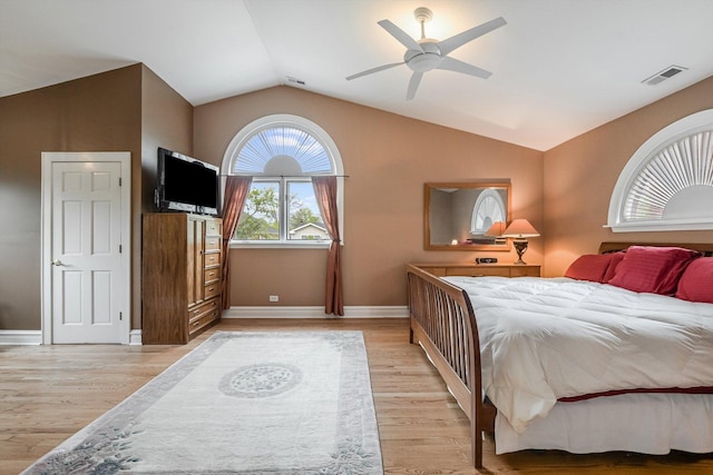 230 N Wisner St, Park Ridge, IL 60068 - bedroom with lofted ceiling, baseboards, light wood-style flooring, and a ceiling fan