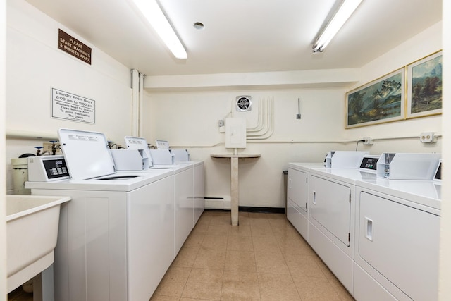 2222 S Stewart Ave Unit 4K, Lombard, IL 60148 - community laundry room featuring separate washer and dryer and a baseboard radiator