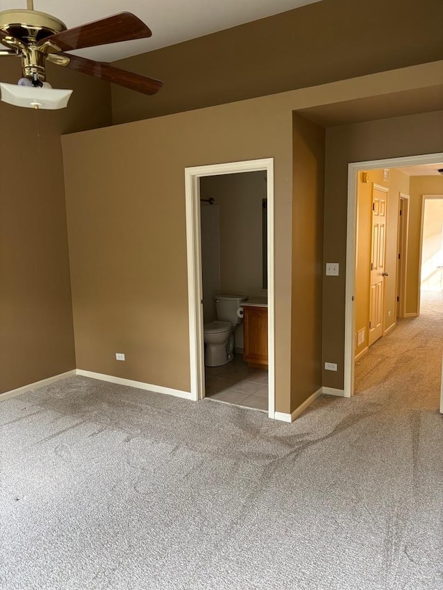 308 Glen Leven Ct Unit 308, Schaumburg, IL 60194 - unfurnished bedroom with light colored carpet, baseboards, ensuite bathroom, and a ceiling fan