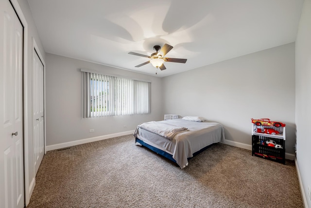 17828 Massachusetts Ct, Orland Park, IL 60467 - carpeted bedroom with a closet, baseboards, and a ceiling fan