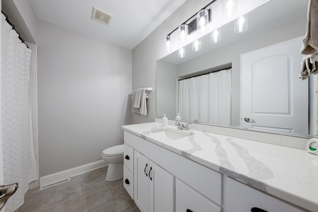 17828 Massachusetts Ct, Orland Park, IL 60467 - bathroom with vanity, toilet, baseboards, and curtained shower