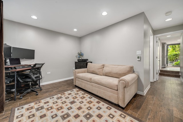 2720 N Greenview Ave Unit C, Chicago, IL 60614 - home office with dark wood-type flooring, baseboards, and recessed lighting