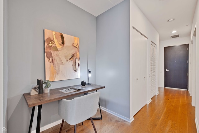 240 E Illinois St Unit 805, Chicago, IL 60611 - office area with light wood finished floors, baseboards, and recessed lighting