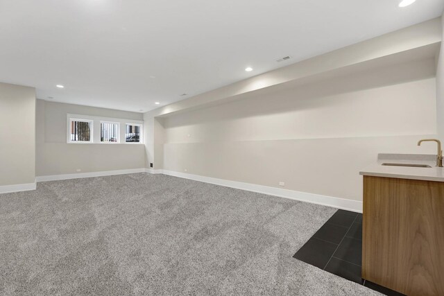 2353 W Ohio St, Chicago, IL 60612 - spare room with a sink, baseboards, recessed lighting, and carpet