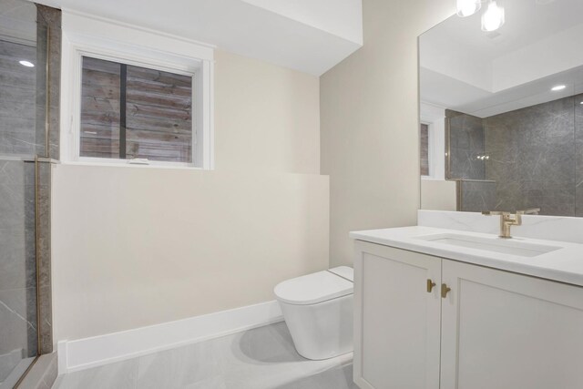 2353 W Ohio St, Chicago, IL 60612 - full bath with vanity, toilet, an enclosed shower, and baseboards