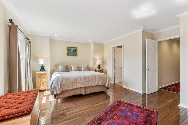 1448 N Mohawk St, Chicago, IL 60610 - bedroom featuring wood-type flooring, crown molding, recessed lighting, and baseboards