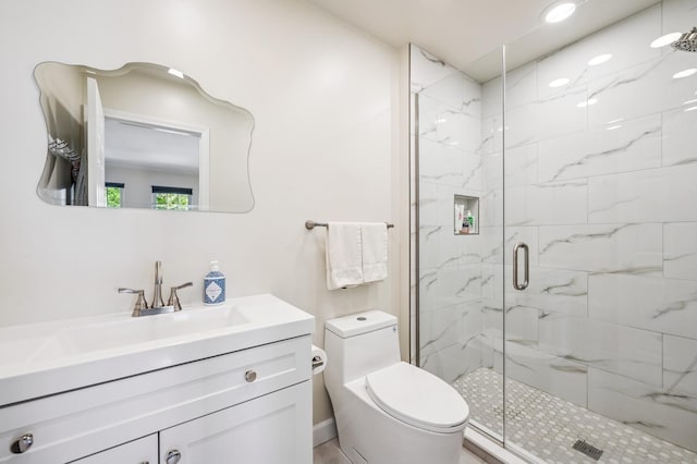 1448 N Mohawk St, Chicago, IL 60610 - full bathroom featuring a marble finish shower, toilet, vanity, and recessed lighting