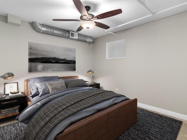 50 E 26th St Unit 406, Chicago, IL 60616 - bedroom featuring carpet flooring, a ceiling fan, and baseboards