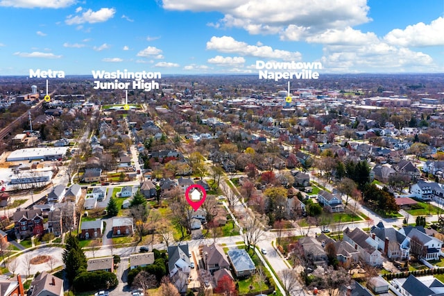 206-208 N Fremont St, Naperville, IL 60540 - aerial view of property and surrounding area featuring nearby suburban area
