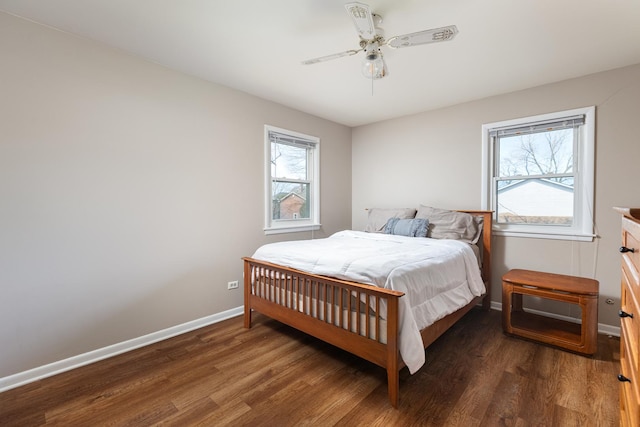 206-208 N Fremont St, Naperville, IL 60540 - bedroom featuring baseboards, wood finished floors, and a ceiling fan