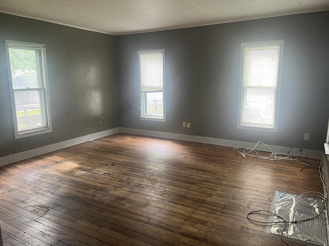 601 15th Ave, Sterling, IL 61081 - empty room featuring hardwood / wood-style flooring, crown molding, plenty of natural light, and baseboards