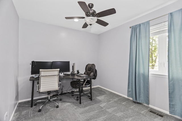 1475 Beaumont Cir, Bartlett, IL 60103 - carpeted home office with ceiling fan and baseboards