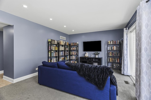 1475 Beaumont Cir, Bartlett, IL 60103 - living area with carpet floors, recessed lighting, and baseboards
