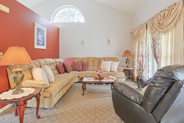 15 Brittany Ct, South Elgin, IL 60177 - living room featuring vaulted ceiling and carpet floors