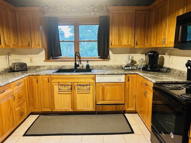 1607 183rd St, Homewood, IL 60430 - kitchen with black appliances and brown cabinets