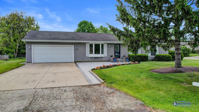 1510 Hillside Ln, Mchenry, IL 60051 - single story home featuring concrete driveway, a front lawn, a garage, and a shingled roof