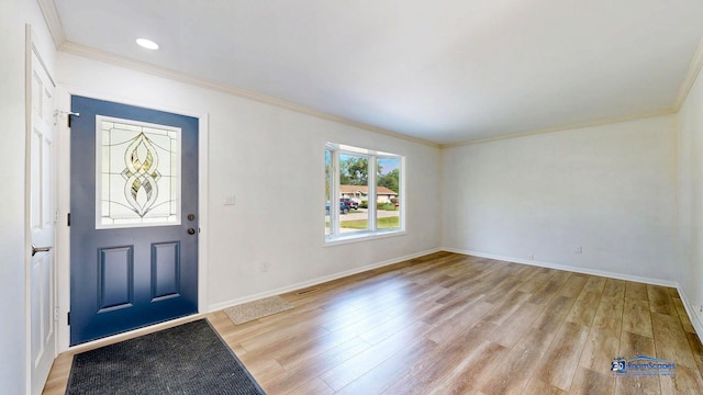 1510 Hillside Ln, Mchenry, IL 60051 - entryway featuring light wood finished floors, crown molding, baseboards, and recessed lighting