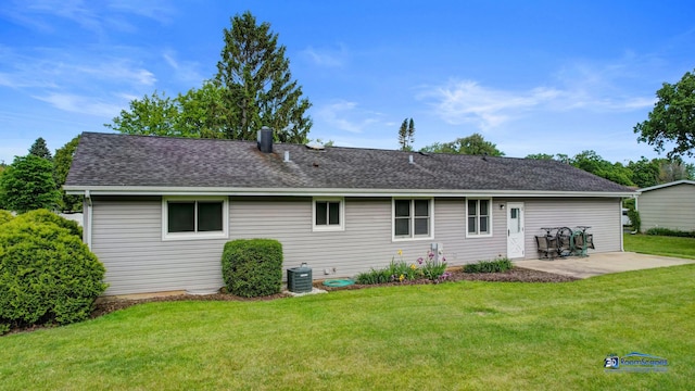 1510 Hillside Ln, Mchenry, IL 60051 - back of house with a patio, a yard, roof with shingles, and central AC unit