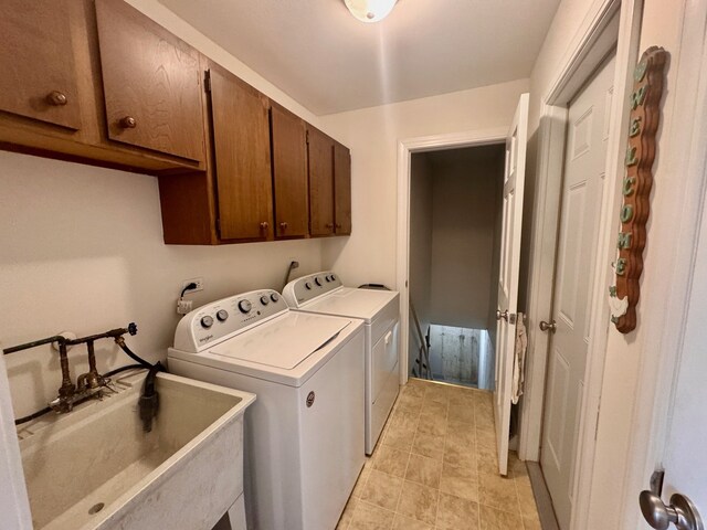 1805 E Tano Ln, Mount Prospect, IL 60056 - laundry area featuring cabinet space, washer and clothes dryer, and light tile patterned flooring