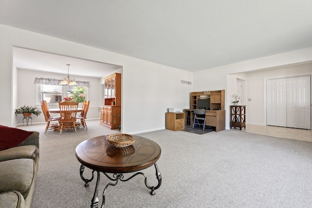 1805 E Tano Ln, Mount Prospect, IL 60056 - living room featuring carpet, a desk, and baseboards