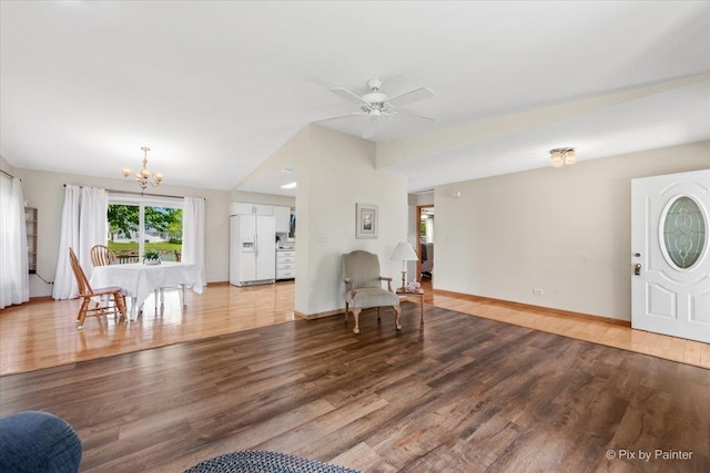 14 Devonshire Ct, Grayslake, IL 60030 - living area featuring a chandelier, wood finished floors, and baseboards