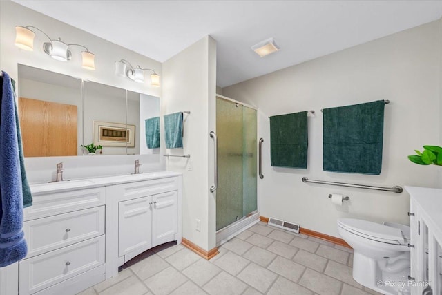 14 Devonshire Ct, Grayslake, IL 60030 - full bath featuring double vanity, a stall shower, toilet, and baseboards